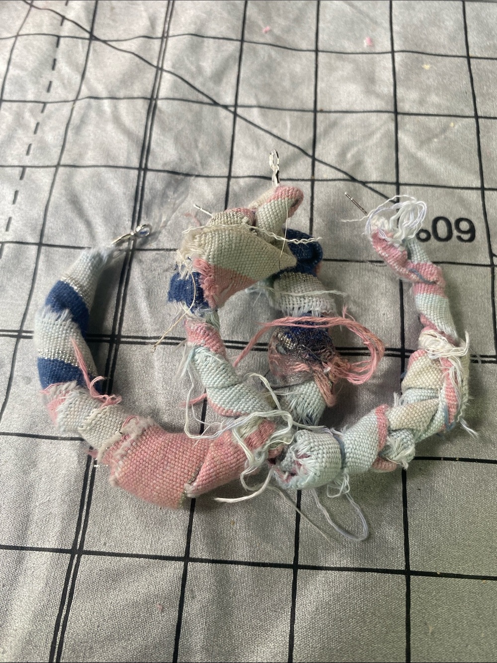 Handcrafted Pastel Pink & Blue Fabric Hoop Earrings